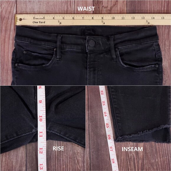 Mother Stunner Zip Ankle Step Fray Not Guilty Womens Size 29 Black Raw Hem Jeans - Picture 14 of 14